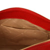 Internal Pocket View Of The Red Soft Leather Bag