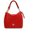 Front View Of The Red Soft Leather Bag