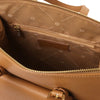 Internal Zip Pocket View Of The Caramel Backpack Handbag