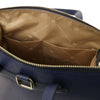 Internal Pocket View Of The Dark Blue Backpack Handbag