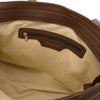 Internal Zip Pocket View Of The Coffee Large Leather Shoulder Bag