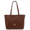 Front View Of The Coffee Large Leather Shoulder Bag