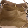 Internal Pocket View Of The Taupe Bucket Handbag