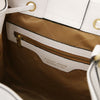 Internal Zip Pocket View Of The White Bucket Handbag