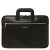 Front View Of The Black Caserta Leather Document Briefcase