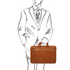 Man Posing With The Natural Caserta Leather Document Briefcase