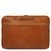 Front Pocket View Of The Natural Caserta Leather Document Briefcase