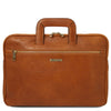 Front View Of The Natural Caserta Leather Document Briefcase