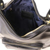 Internal Zip View Of The Black Convertible Leather Handbag