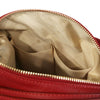 Internal Pocket View Of The Red Convertible Leather Handbag