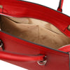 Internal Pocket View Of The Lipstick Red Genuine Leather Handbag