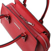 Zip Closure View Of The Lipstick Red Genuine Leather Handbag