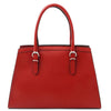 Rear View Of The Lipstick Red Genuine Leather Handbag