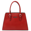 Front View Of The Lipstick Red Genuine Leather Handbag