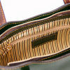 Internal Zip Pocket View Of The Green Handbag For Women