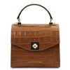 Front View Of The Cognac Italian Handbag