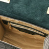 Internal Zip Pocket View Of The Forest Green Italian Handbag