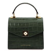 Front View Of The Forest Green Italian Handbag