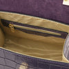 Internal Zip Pocket View Of The Purple Italian Handbag