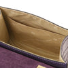 Internal Pocket View Of The Purple Italian Handbag