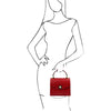 Woman Posing With The Red Italian Handbag