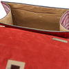 Internal Pocket View Of The Red Italian Handbag