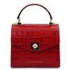 Front View Of The Red Italian Handbag