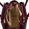 Overhead Compartment View Of The Bordeaux Italian Leather Handbag