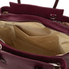 Internal Pocket View Of The Bordeaux Italian Leather Handbag