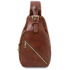 Front View Of The Brown Mens Leather Crossbody Bag