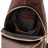 Internal Compartment View Of The Dark Brown Mens Leather Crossbody Bag