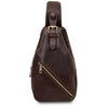 Front View Of The Dark Brown Mens Leather Crossbody Bag