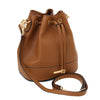 Angled View Of The Cognac Ladies Bucket Bag