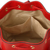 Internal Pocket View Of The Lipstick Red Ladies Bucket Bag