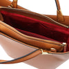 Internal Pocket View Of The Cognac Ladies Leather Tote Handbag