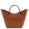 Rear View Of The Cognac Ladies Leather Tote Handbag