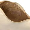 Internal Zip Pocket View Of The Beige Ladies Over The Shoulder Bag