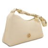 Angled View Of The Beige Ladies Over The Shoulder Bag