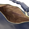 Internal Zip Pocket View Of The Dark Blue Ladies Over The Shoulder Bag