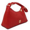 Angled View Of The Lipstick Red Ladies Over The Shoulder Bag