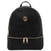 Front View Of The Black Ladies Small Leather Backpack