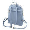 Rear View Of The Light Blue Ladies Small Leather Backpack