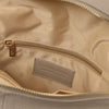 Internal Zip Pocket View Of The Light Taupe Ladies Small Leather Backpack