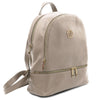 Angled View Of The Light Taupe Ladies Small Leather Backpack