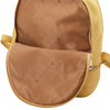 Inside Front Pocket View Of The Pastel Yellow Ladies Small Leather Backpack