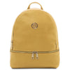 Front View Of The Pastel Yellow Ladies Small Leather Backpack