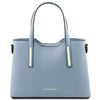 Front View Of The Light BlueLadies Small Leather Handbag