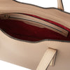 Internal Zip Pocket View Of The Light Taupe Ladies Small Leather Handbag