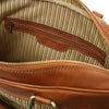 Internal Zip Pocket View Of The Natural Leather Laptop Briefcase Bag