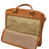 Inside Front Pocket View Of The Natural Leather Laptop Briefcase Bag